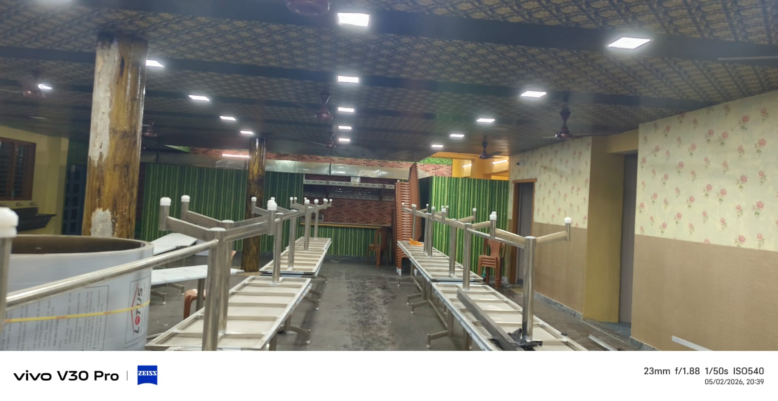 Spacious dining area with buffet counters at Adithi Paradise